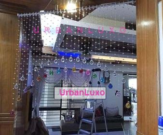 Double layer single arch glass crystal beaded curtain with multi color combination