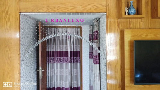 Single layer arch glass crystal white color transparent beaded  curtain