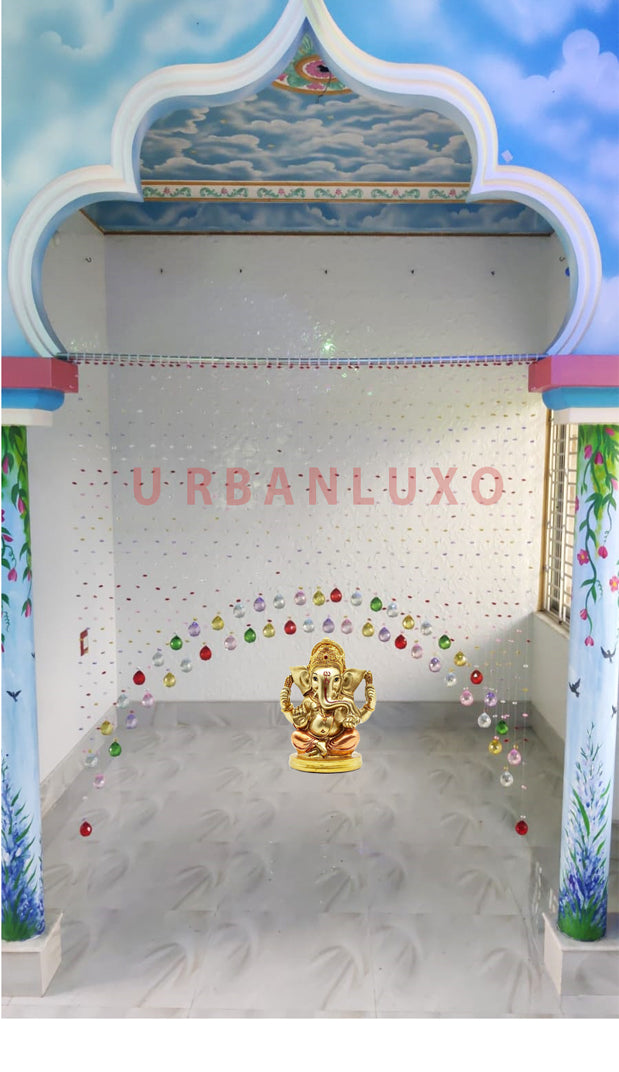 Double layer single arch glass crystal beaded curtain with multi color combination