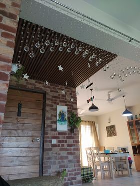 Double layer triple arch glass crystal curtain with pure white color transparent